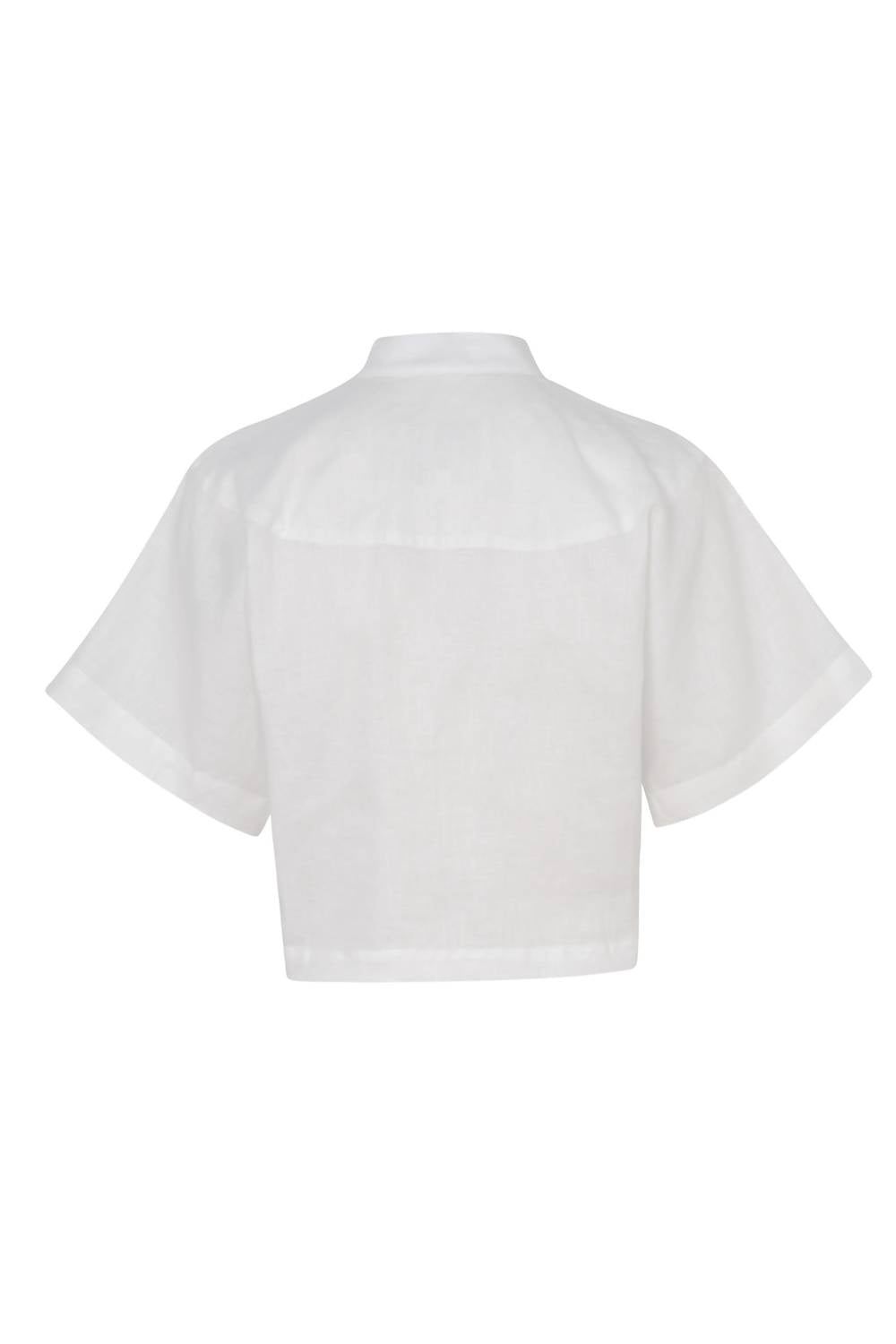 Cala de la Cruz Leroy Short Sleeve Button Down Top in ivory ivory - women's shirt - view 4
