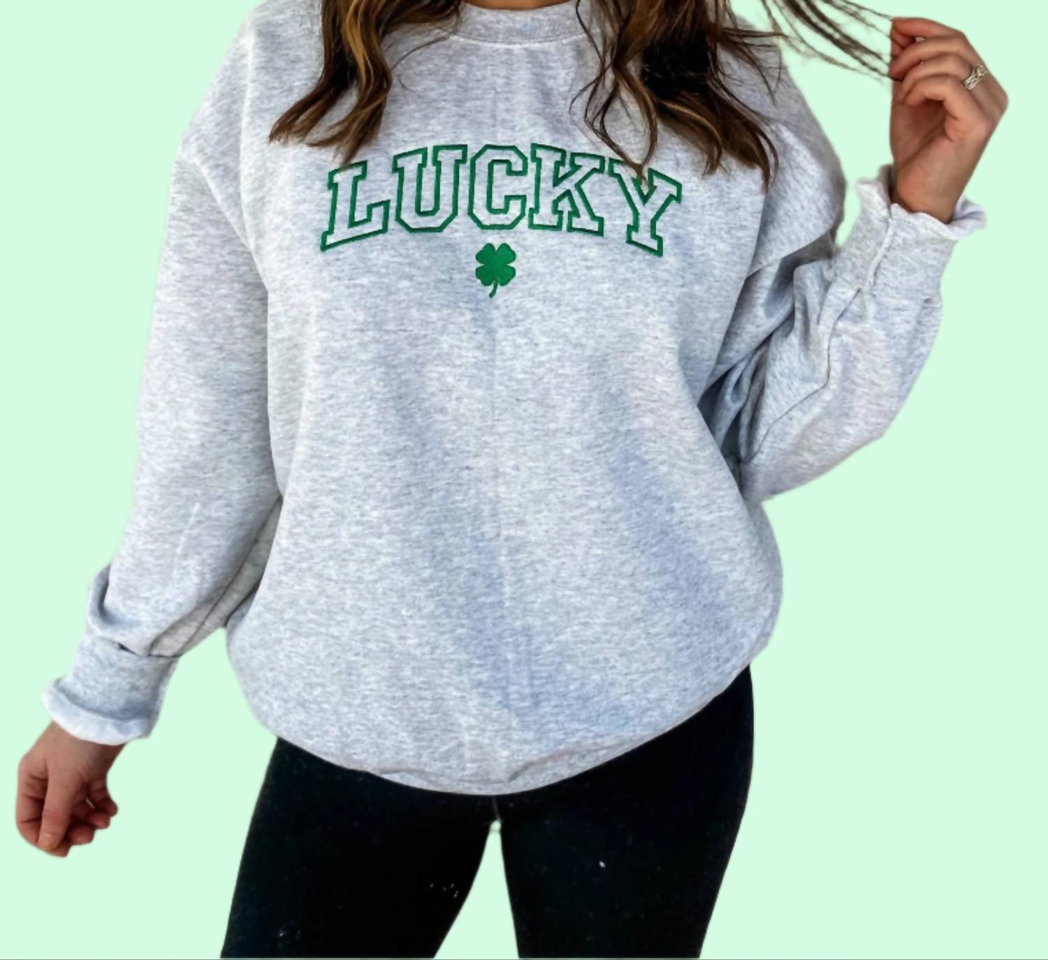 Top Notch Embroidery - Saint Patrick’s Day Lucky Embroidered Crew Sweater