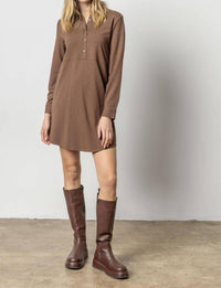 Lilla P - Long Sleeve Seamed Shirt Dress