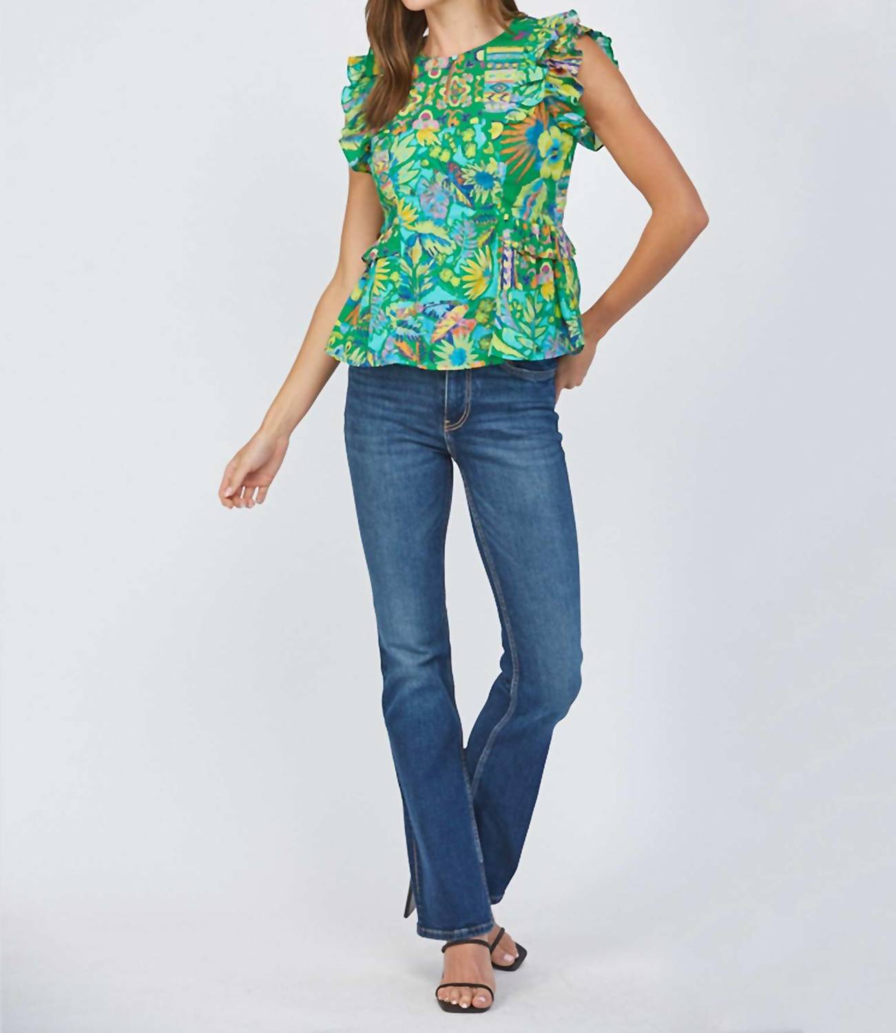 Fate - Ruffle Cap Sleeve Peplum Top