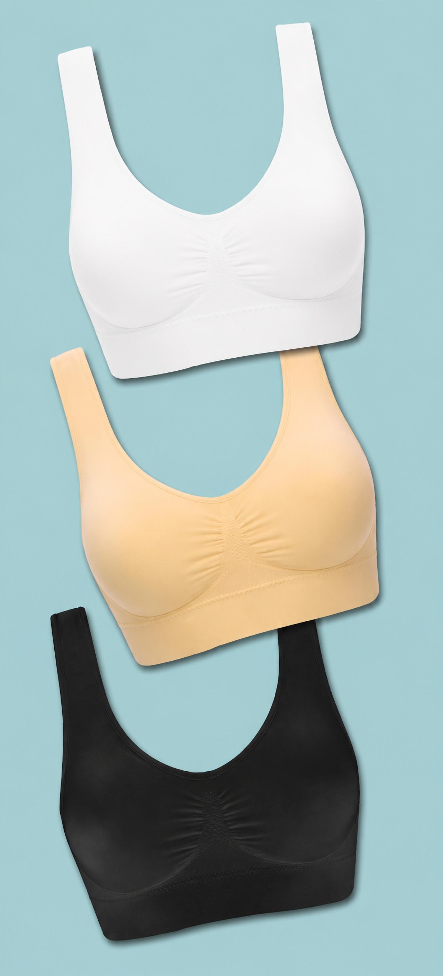 Dream by Genie Women's 3 Padded Bra Pack in black white neutral - women's intimate