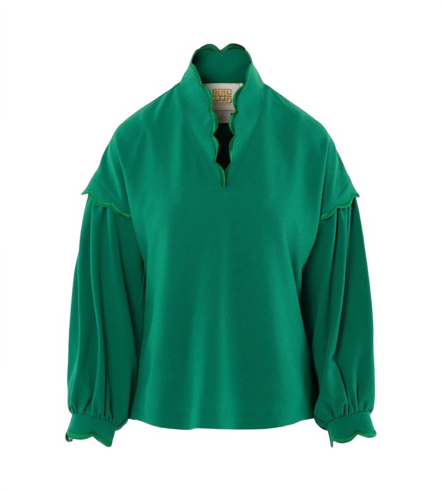 Emily Mccarthy - Orchid Scalloped Blouson Sleeves Top