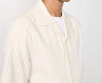 Officine Générale Eren Seersucker Shirt in cream - men's shirt - detail view