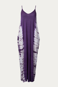 Bloidy Tie Dyed Stretch Modal Jersey Maxi Dress in plum - women's dress - alternate view