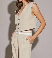 Moda Borboleta - Vest & Wide Leg Pants Set