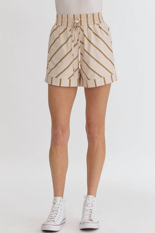 Entro - Striped High Waisted Shorts