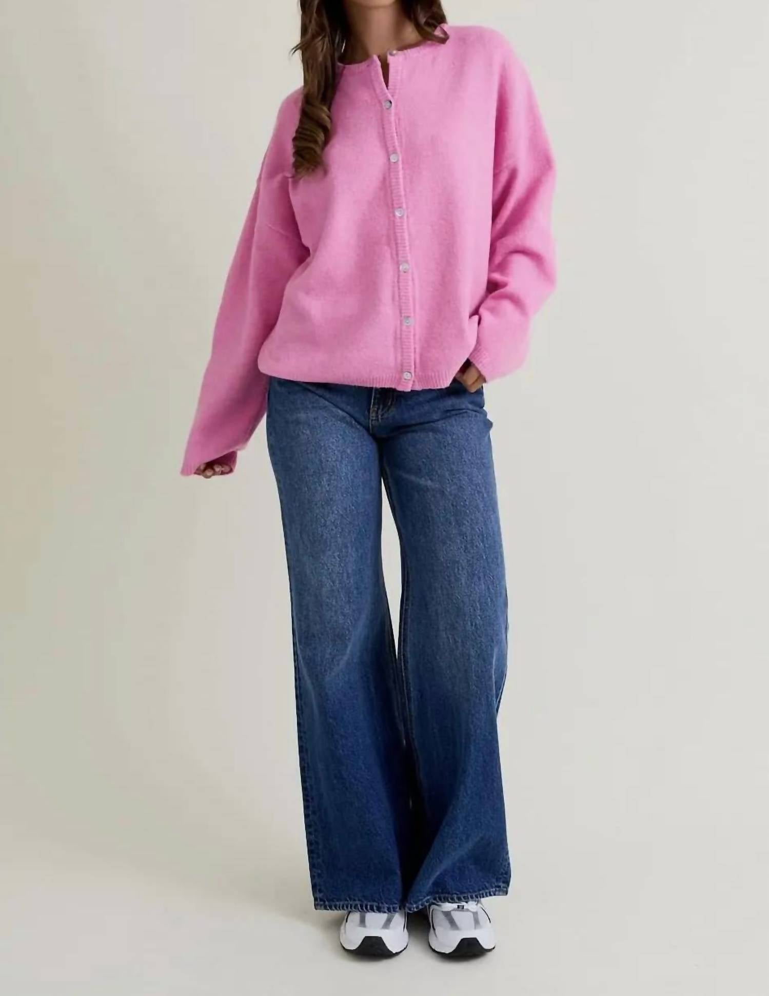 Le Lis - LONG SLEEVE CREW NECK SWEATER CARDIGAN