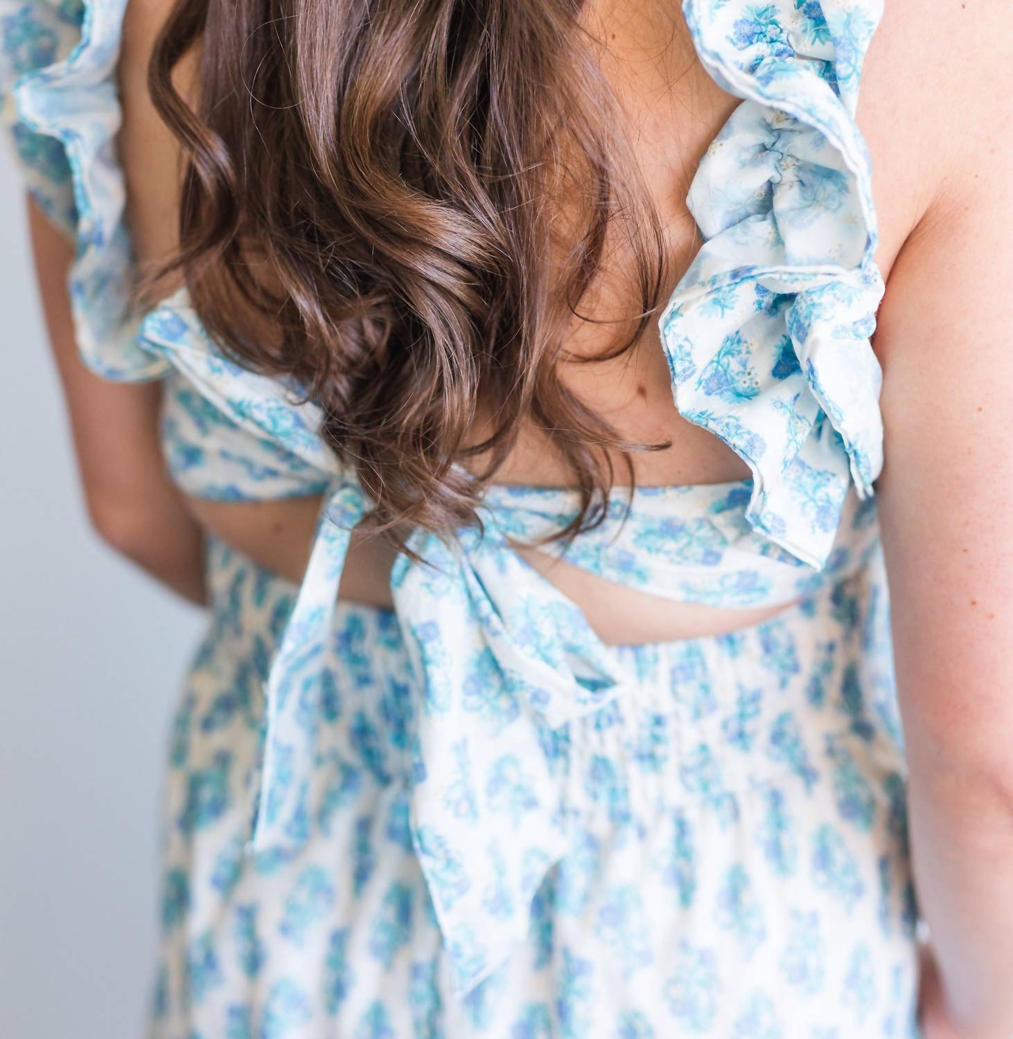 Peach Love - Julia Floral Ruffle Detail Maxi Dress