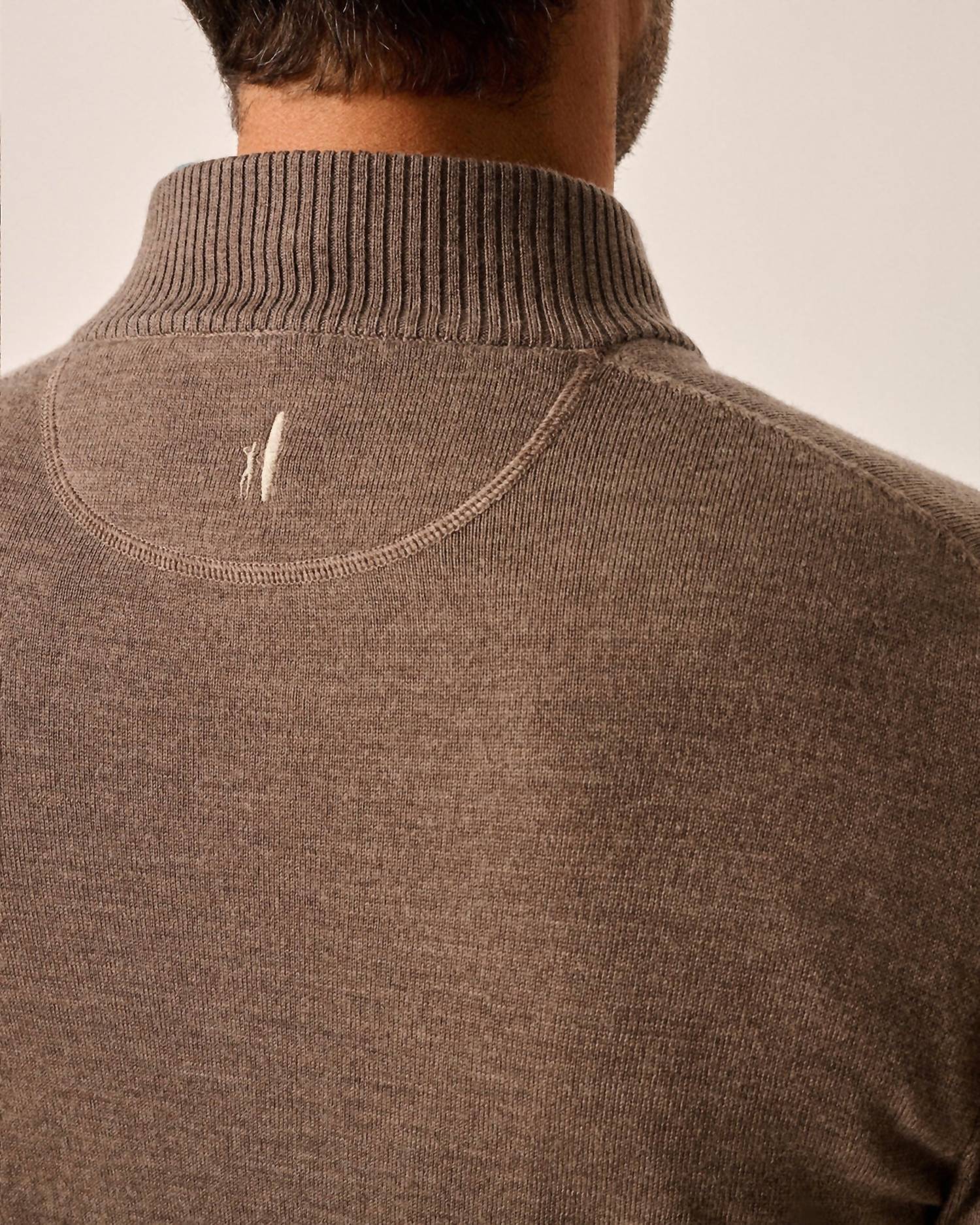 JOHNNIE-O Rynor Merino 1/4 Zip Sweater in walnut - men's sweater - alternate view