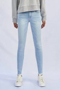 The Denim Lab - Mid Rise Raw Hem Skinny Jeans