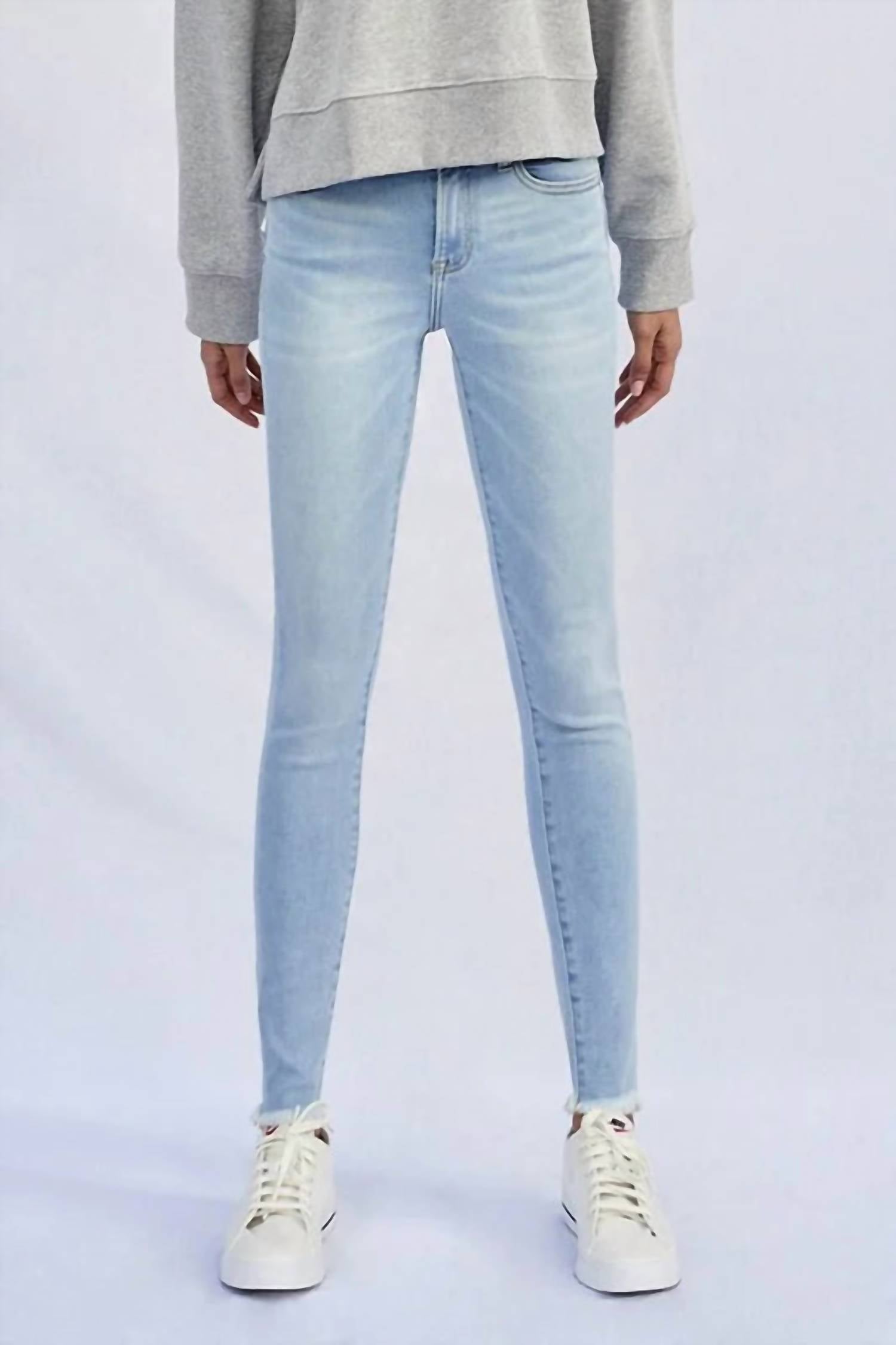 The Denim Lab - Mid Rise Raw Hem Skinny Jeans