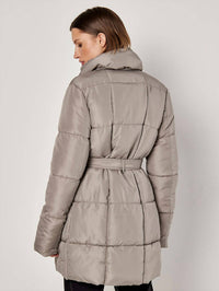 APRICOT Women's Quilted Belted Coat in stone - women's jacket - alternate view