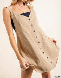 Kori - Twill Jean Fabric Buckle Button Down Mini Dress