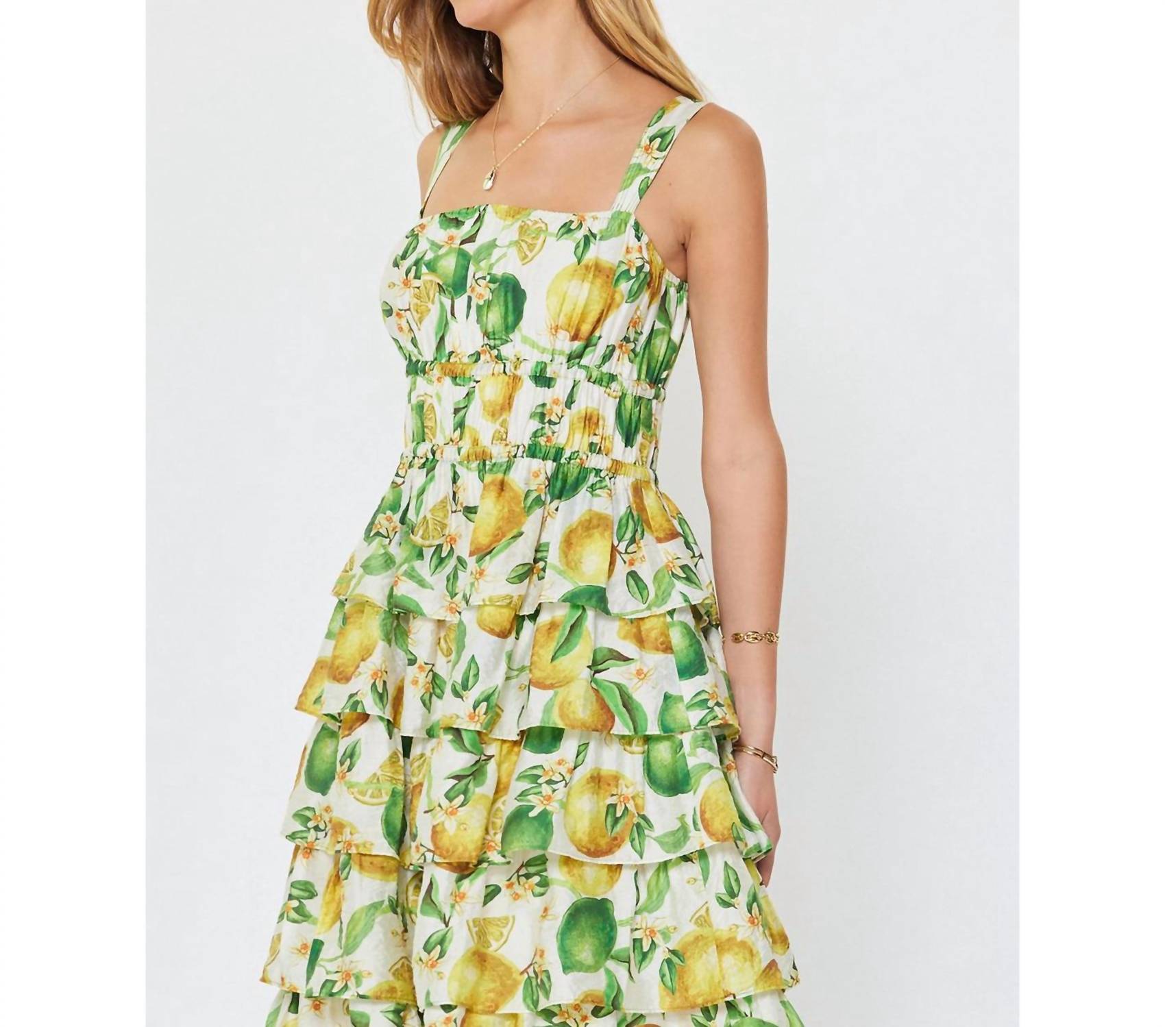 Current Air - Printed Tiered Sleeveless Midi Dress