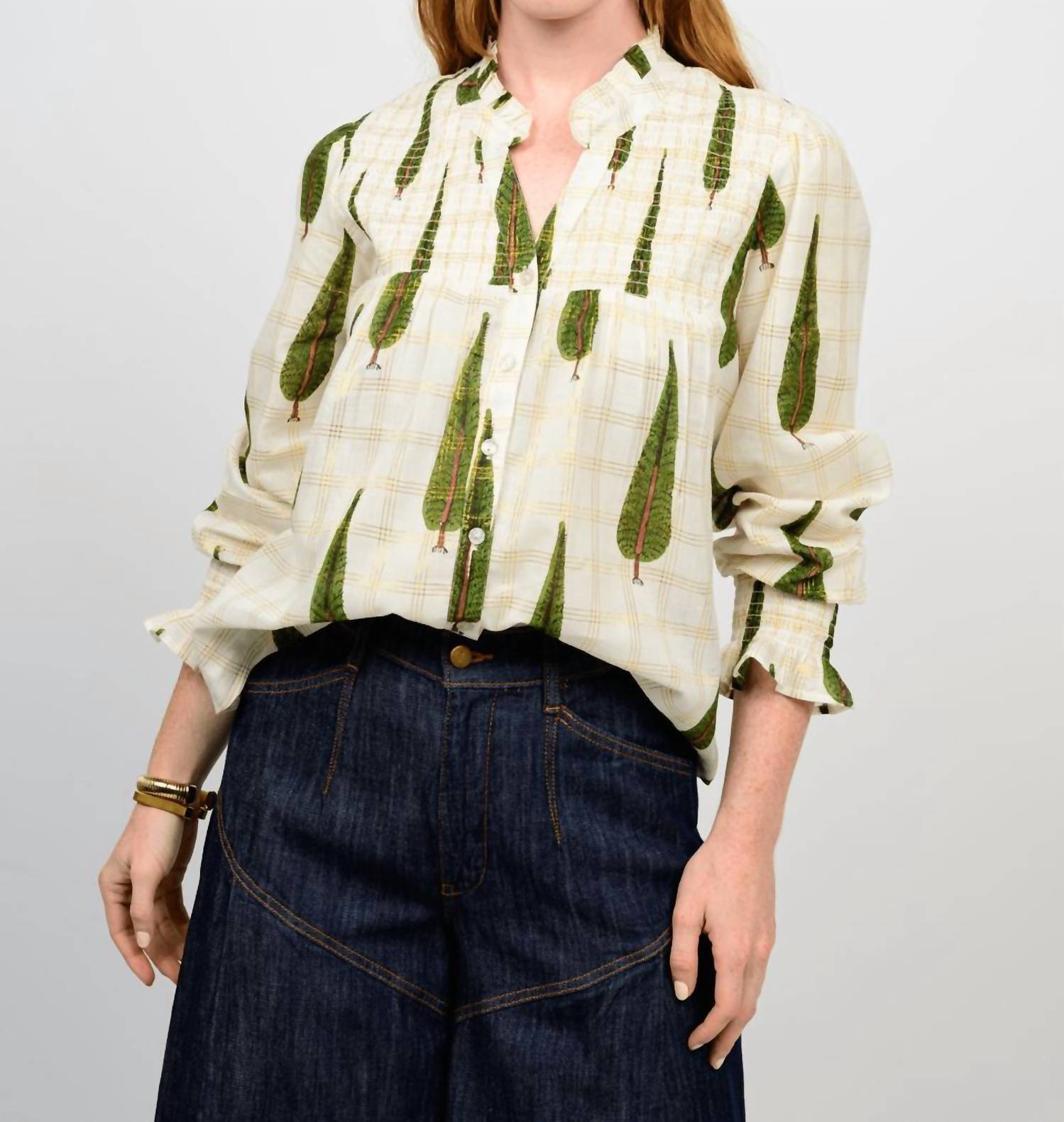 Ivy Jane - Women's Metallic Plaid Tree Top