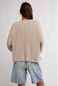 Free People Dawson Pocket Thermal Top in smooth stone - women's long sleeve top - alternate view