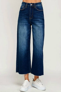 I&M Jeans - Wide Leg Cropped Jeans With Raw Hem