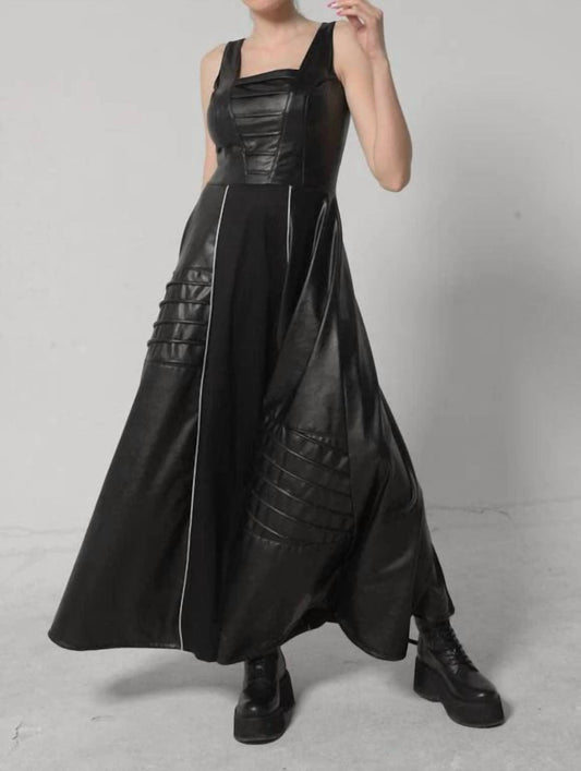 Metamorfosi - Long Flare Vegan Leather Dress
