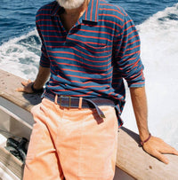 Quaker Marine Supply Co. - Long Sleeve Indigo Polo