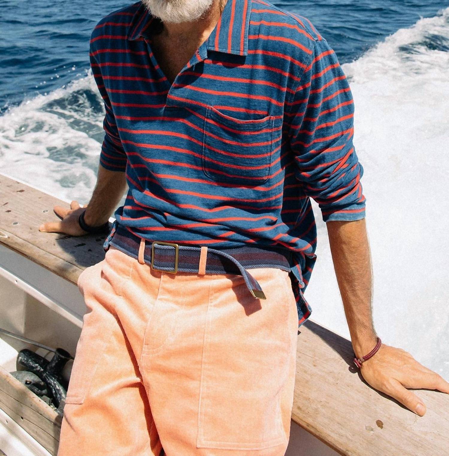 Quaker Marine Supply Co. - Long Sleeve Indigo Polo