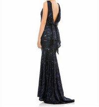Mac Duggal - Cowl Back Boat Neck Sequined Evening Gown