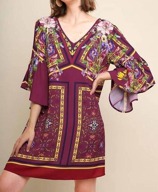 Umgee - Floral Ruffle Sleeve Dress