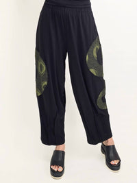 Ic Collection - Ankle Wide Leg Pants With Contrast Fabric