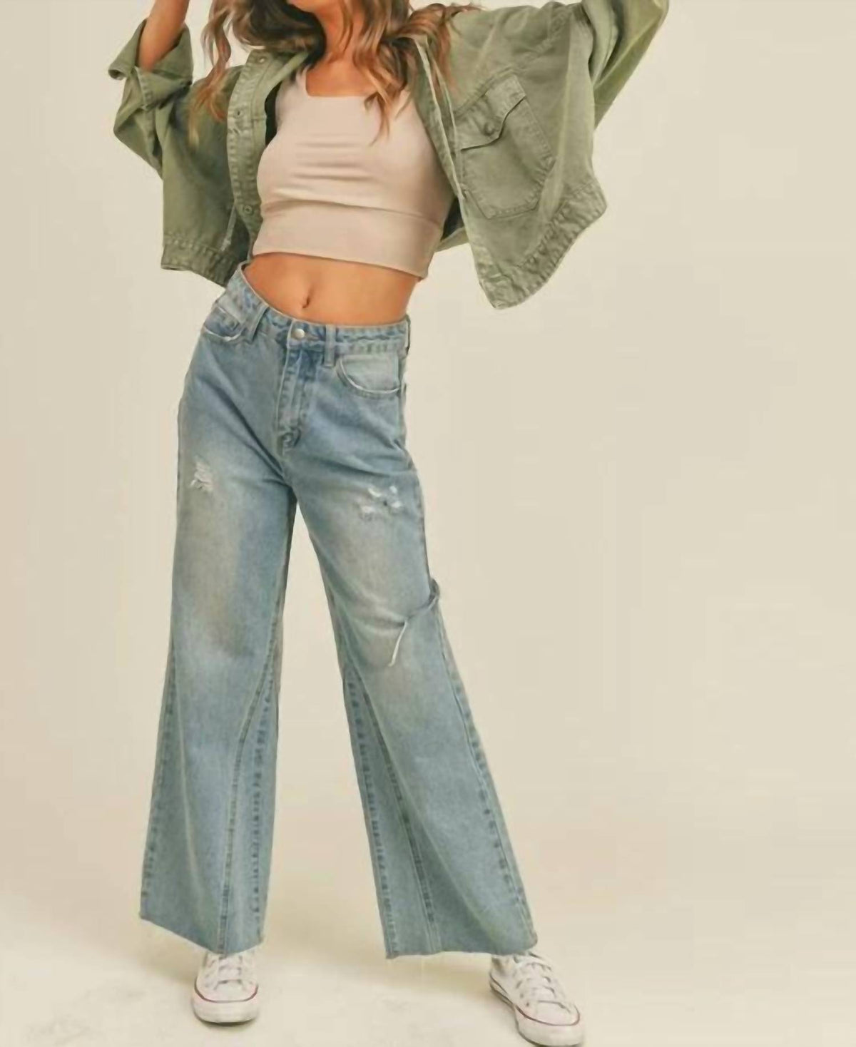 Miou Muse - Washed Cotton Jacket With Hoodie