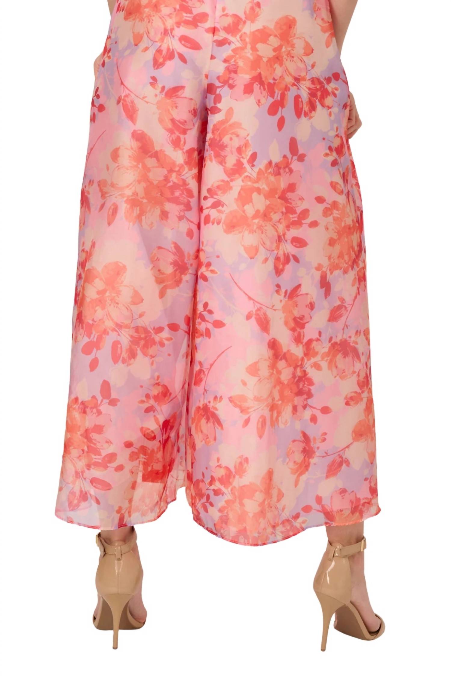 Adrianna Papell - Floral Organza Wide Leg Jumpsuit Dress