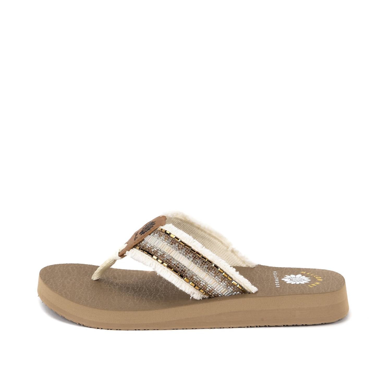 YELLOWBOX Women's Nassau Beaded Flip Flops in beige - women's sandal - detail view