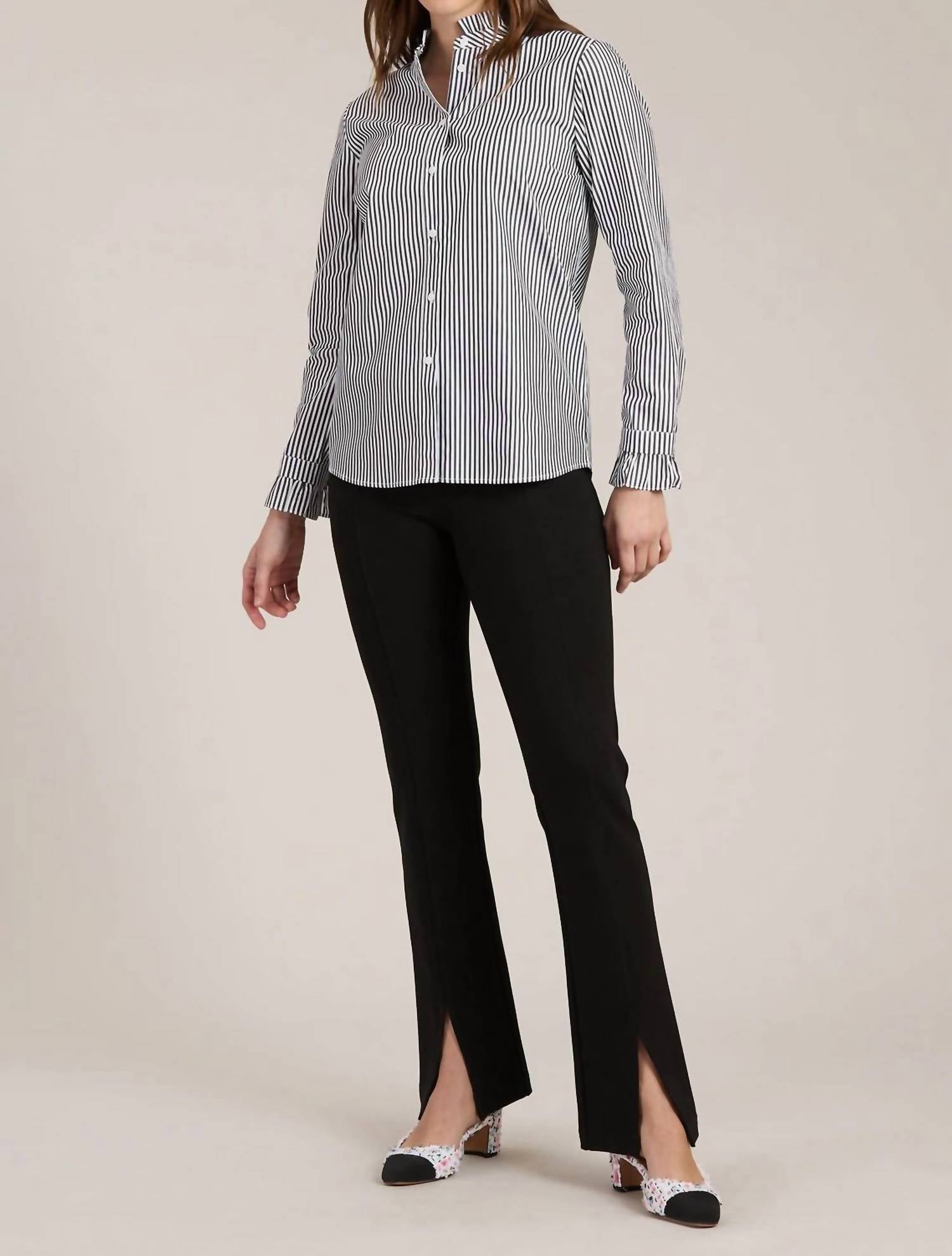 Tyler Boe - Kelsey Ruffle Collar Striped Shirt