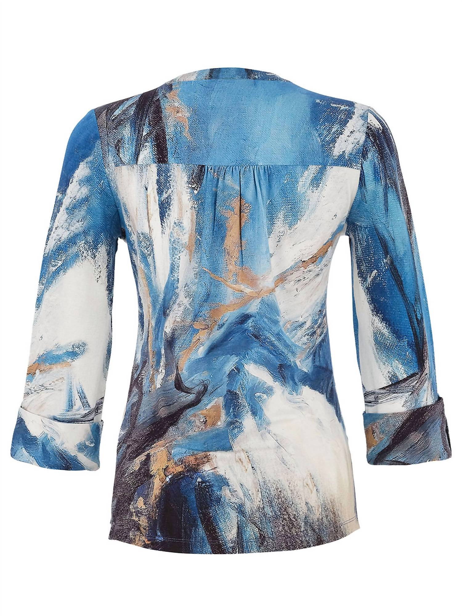Dolcezza - Women's Storm Art 3/4 cuffed sleeve Tunic Top