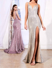 Cinderella Divine - Fitted Metallic Glitter Gown