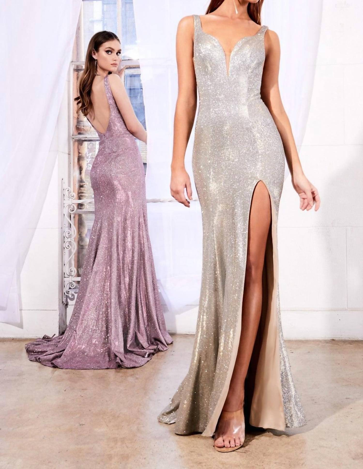 Cinderella Divine - Fitted Metallic Glitter Gown
