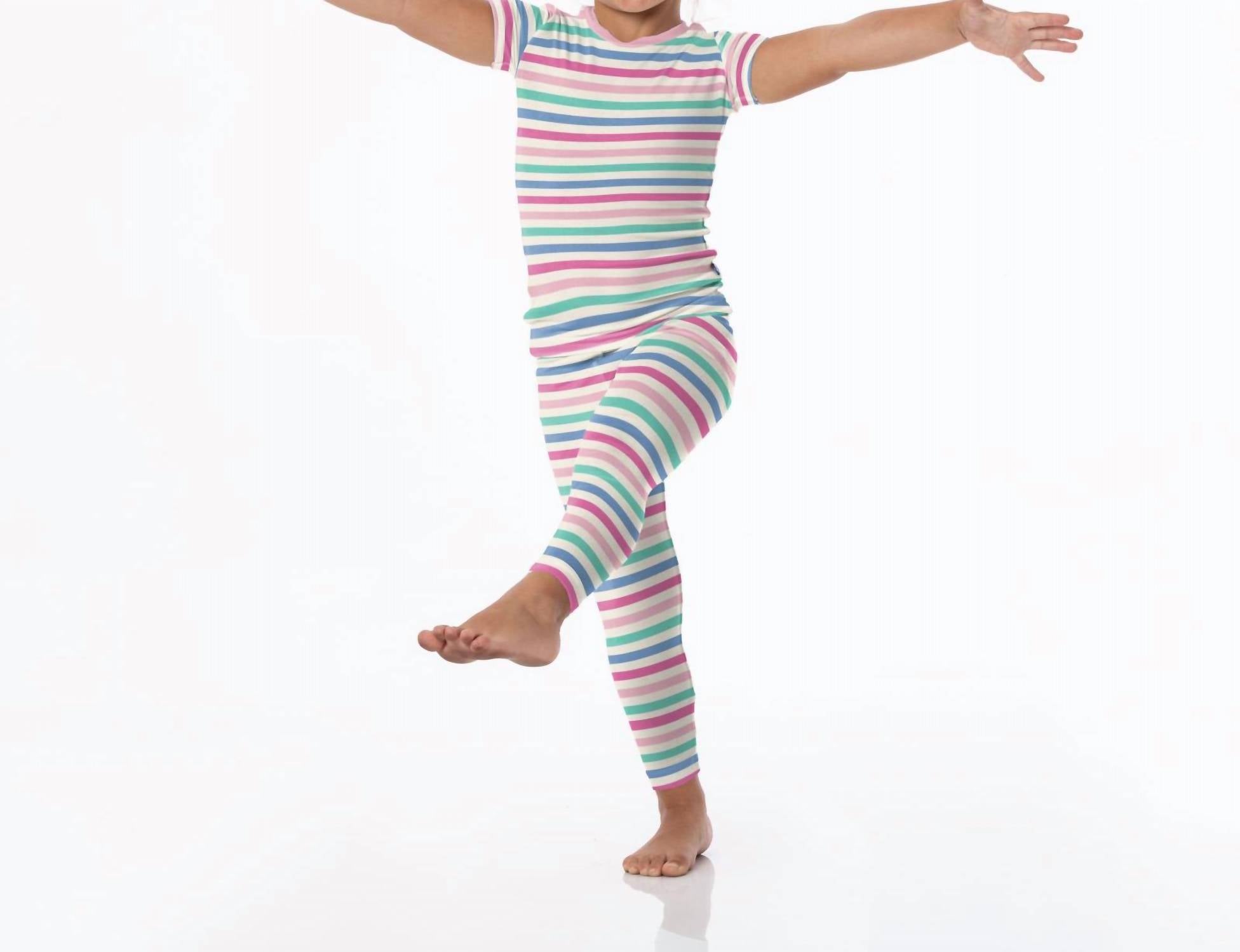 Kickee - Kids' Bamboo Print Short Sleeve Pajama Set