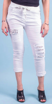 GIGI MODA Toppa Sequin Pants in white - women's pants