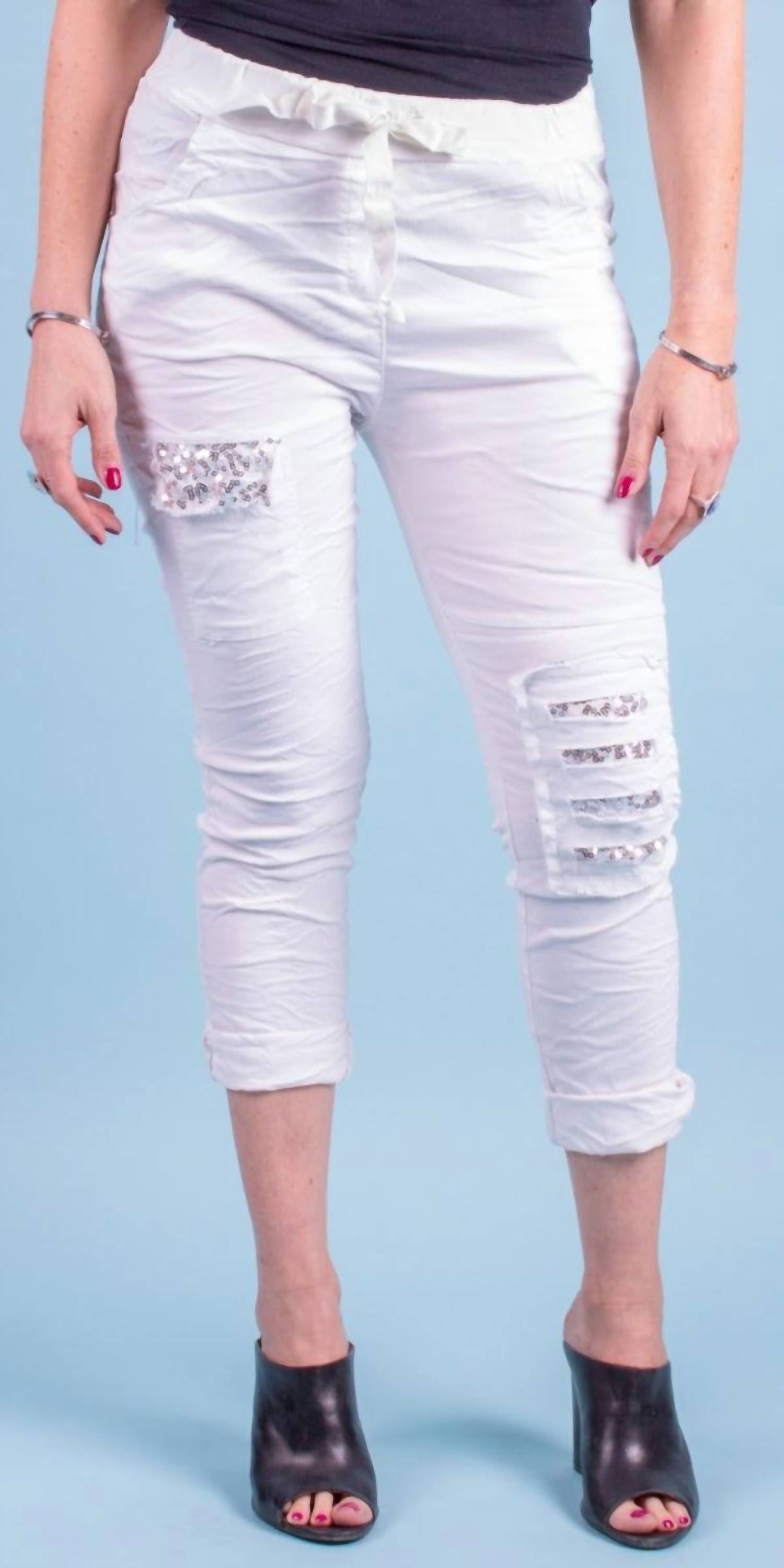 GIGI MODA Toppa Sequin Pants in white - women's pants