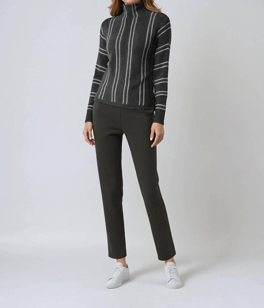 J'Envie/Eli - Vertical Stripe Funnel Sweater