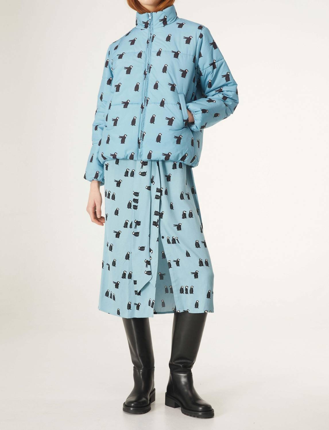 Compania Fantastica - Penguin Print Quilted Bomber Jacket