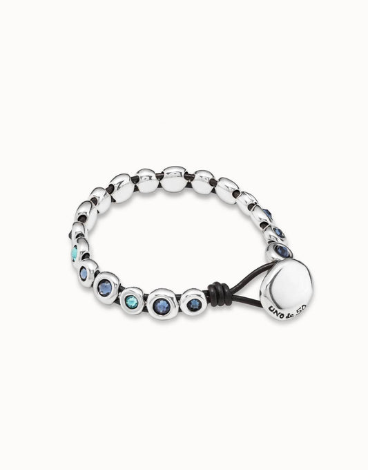 Unode50 - Leather Bracelet With Blue Crystals