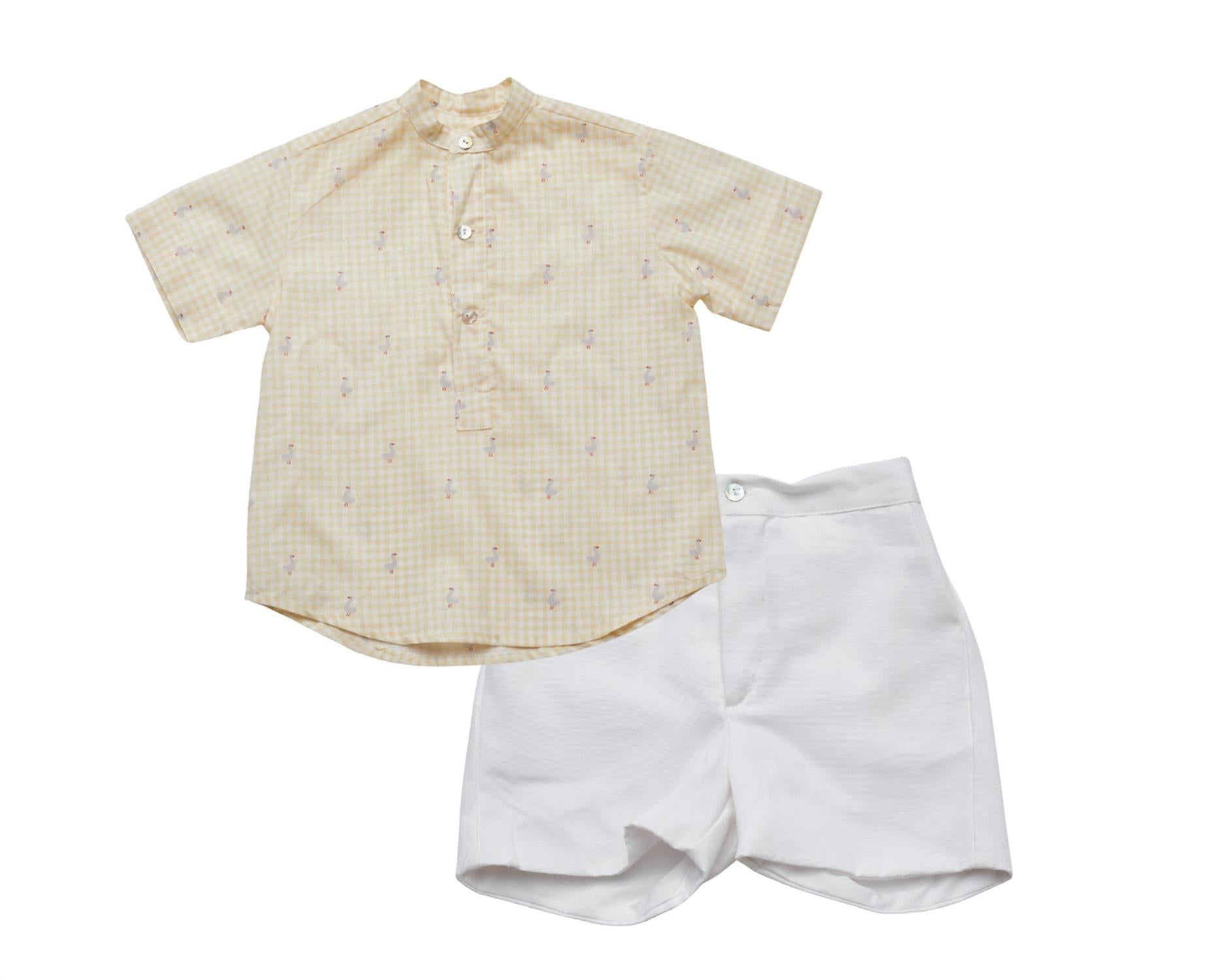 Pi and Pa Boy's Patos Shorts Set in beige - item