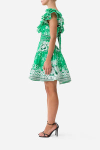 Camilla - Tiered Short Dress With Neck Frill