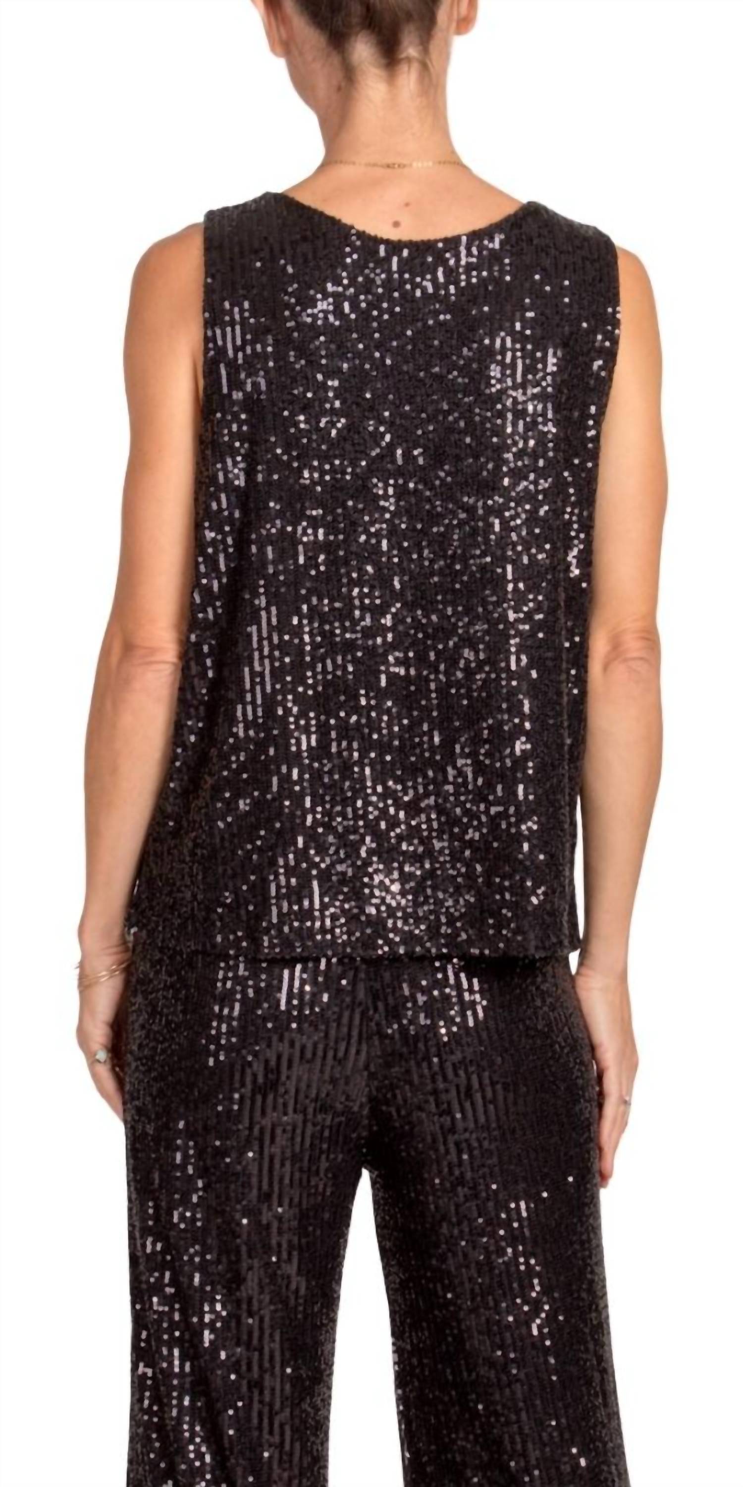 GIGI MODA Festa Sequin Tank Top in black - women's tank top - detail view