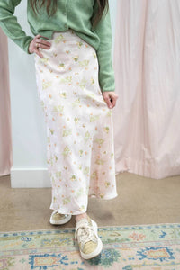 Storia - Floral Satin Midi Skirt