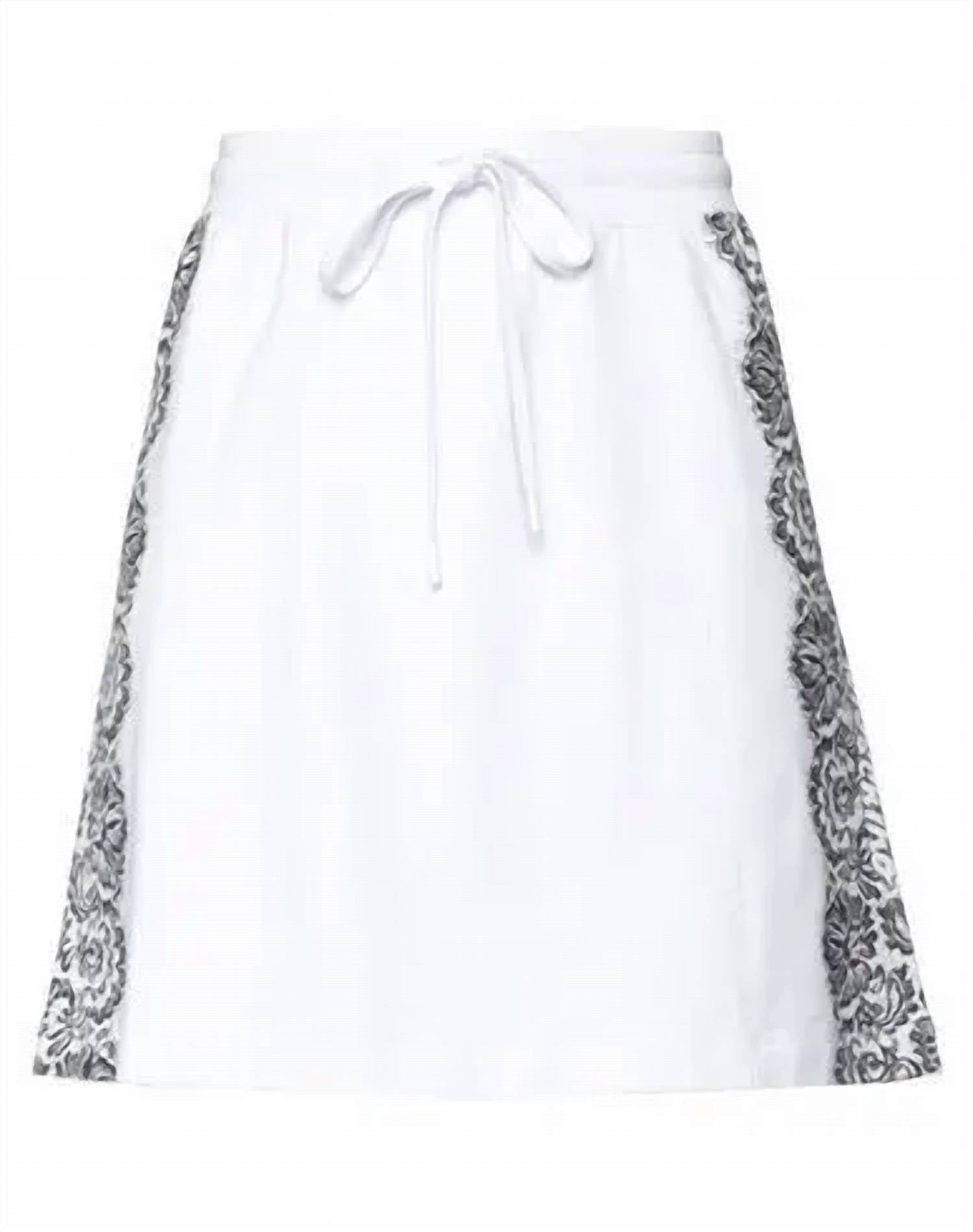 MOSCHINO Mini Skirt With Printed Lace Design in white - women's skirt - detail view