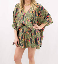 ADRIENNE Snake Print Neon Kimono in green - women's cardigan - view 4