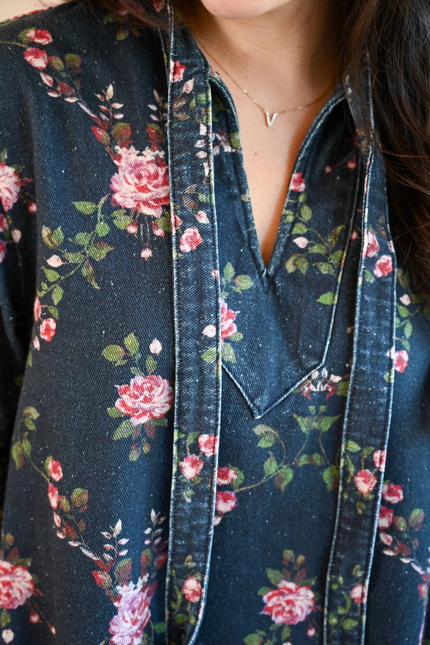 Raisonnel Congress Ave Floral Denim Dress in blue - women's dress - view 5