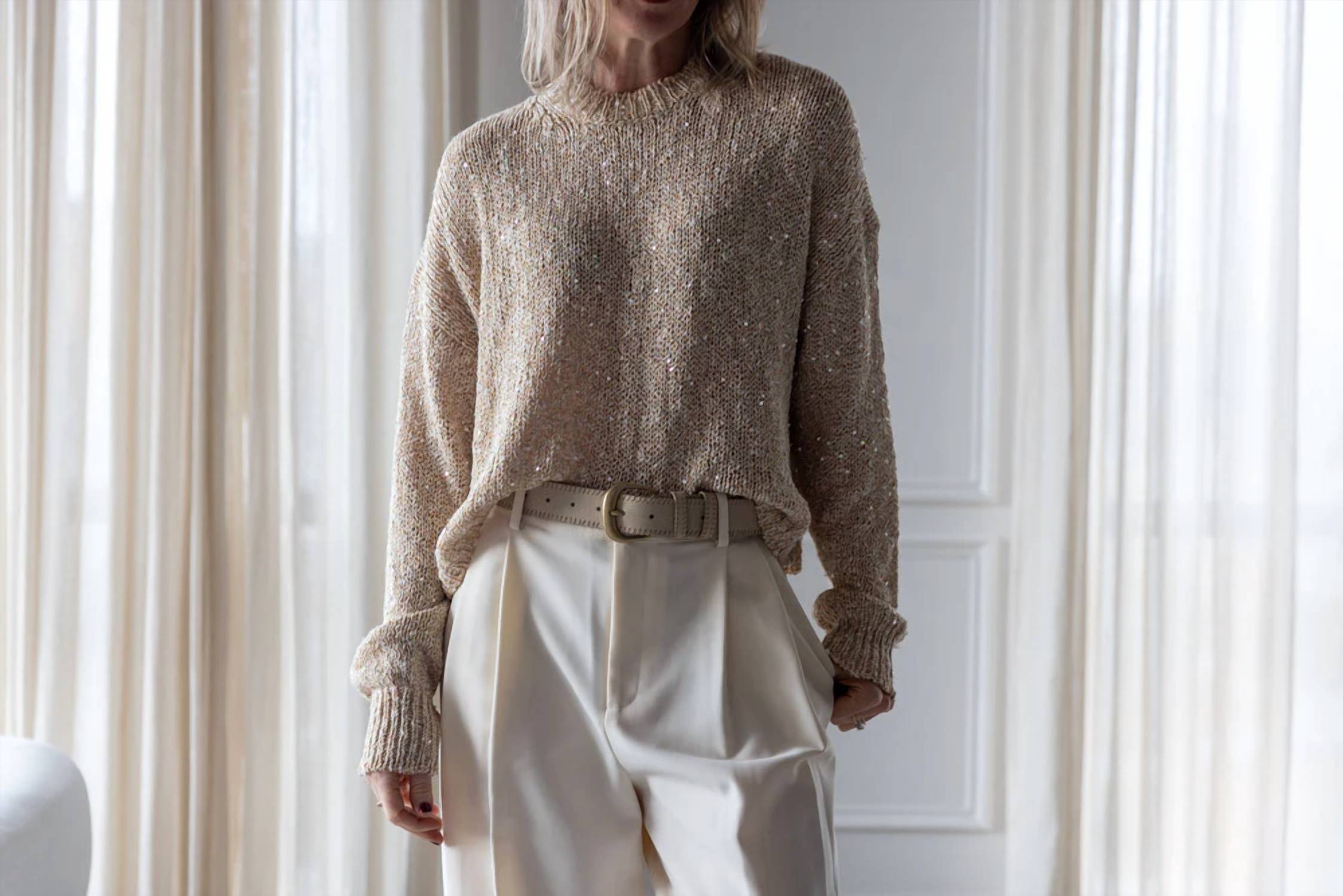 Alysi - Cotton Sequin Sweater