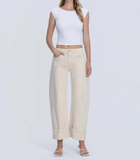 Flying Monkey - High Rise Side Panel Cuffed Crop Barrel Jeans
