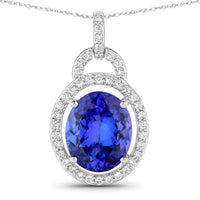 Diana M Jewels Women's Oval Natural Tanzanite Pendant Necklace (4.06 Ct) - Statement in 14k white gold - women's jewelry - detail view